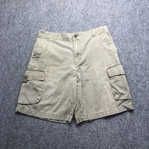 Baggy Mens Cargo Shorts Size 32 Khaki Tan Cotton Canvas Utility Hiking 9 Inseam